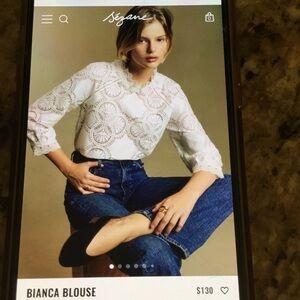 Sezane White Lace Blouse